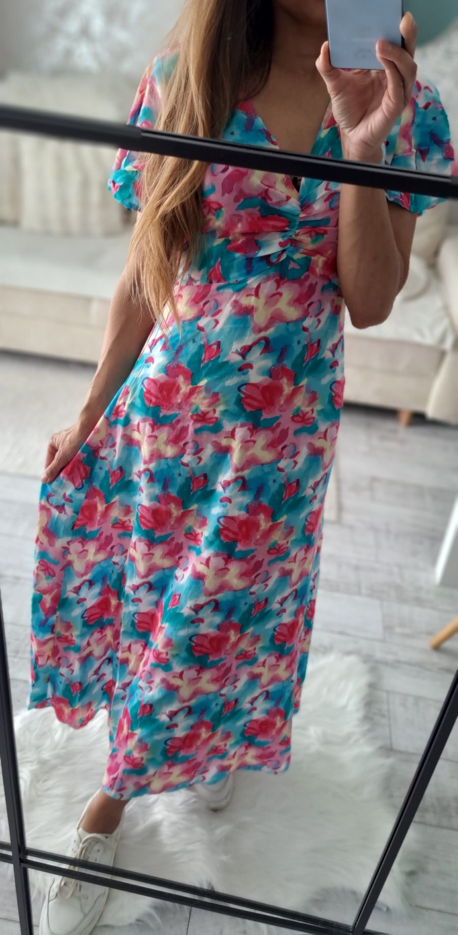 Sukienka długa maxi w kwiaty na lato