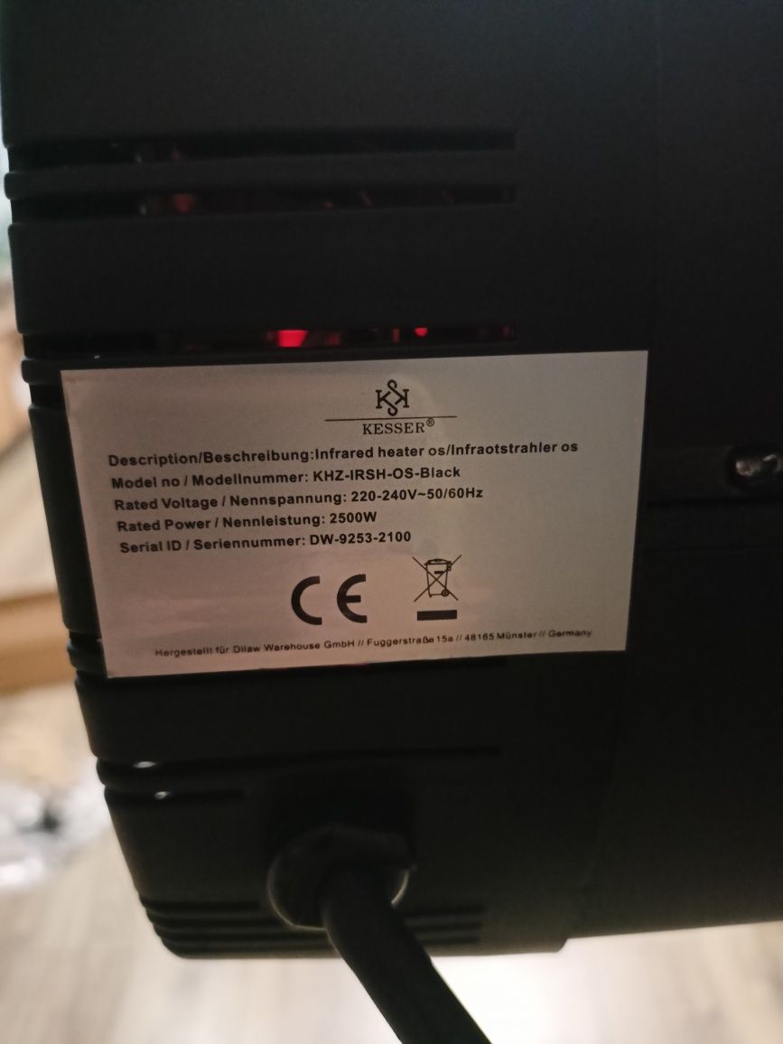 Promiennik podczerwieni, ogrzewanie na taras balkon 2500w lakierniczy