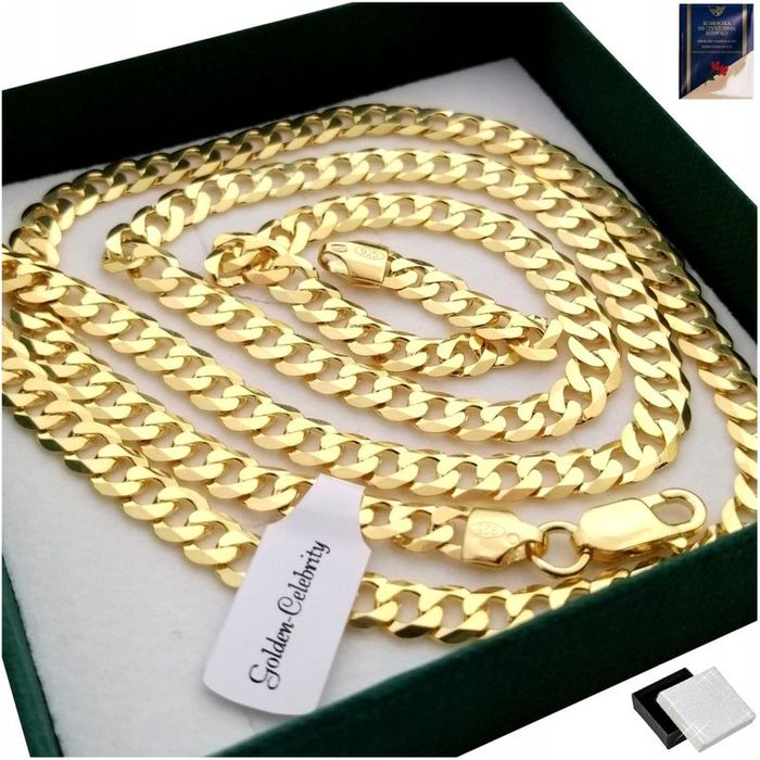 Złoty Łańcuszek Męski Splot Pancerka Próba 925/585 Prezent Dla Syna, B