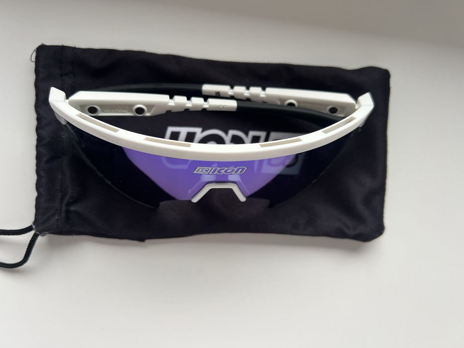 Okulary kolarskie rowerowe Scicon Aerowing lustrzane szkla niebieskie