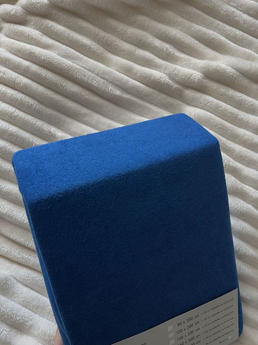 prześcieradło frotte z gumką 160x200 niebieskie