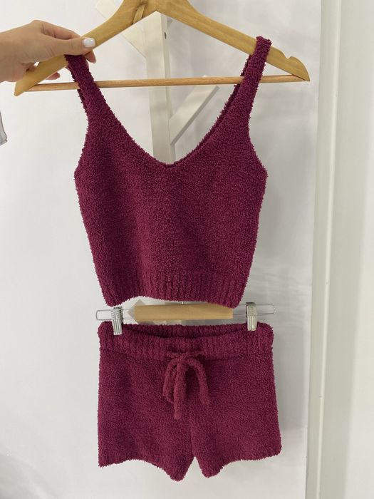 Теплый махровый домашний халат костюм