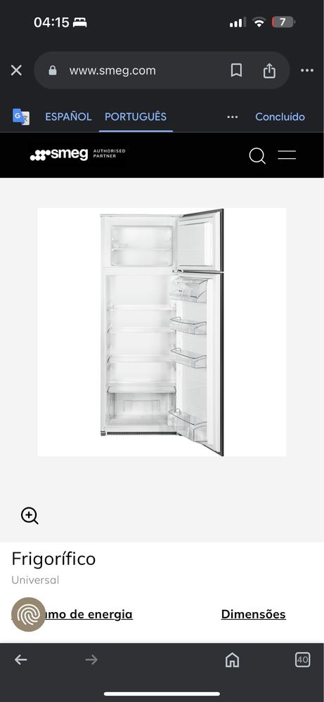 Frigorífico  Smeg de encastrar de 144cm Blanco D72302P |