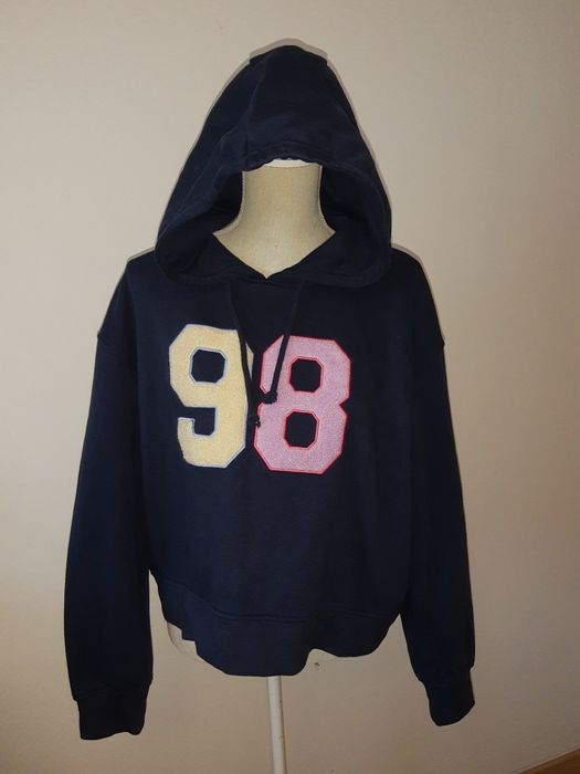 Bluza damska z kapturem krótka granatowa XL 42 44