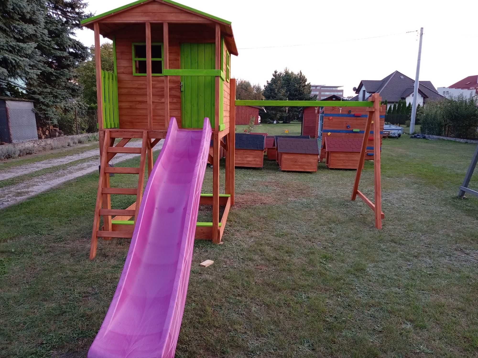 Duży domek dla dzieci XXL, huśtawka, zjeżdżalnia,