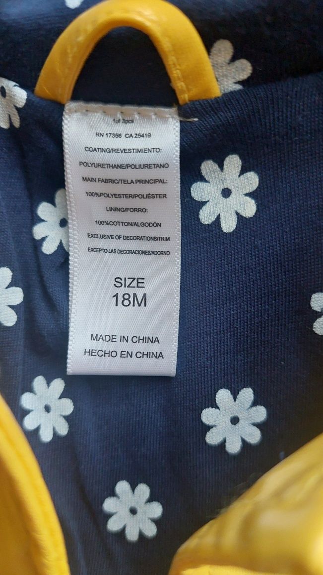 Płaszczyk przeciwdeszczowy żółty 18M