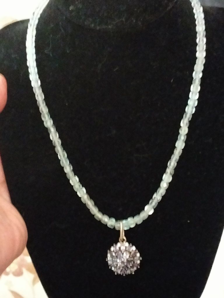 Серебр.Колье с нат.топазом