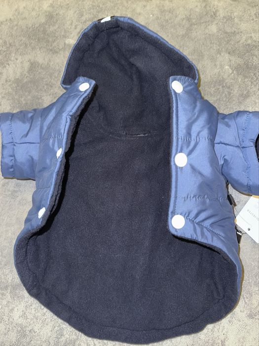 Теплий пуховик зі шлеєм для малих і середніх собак