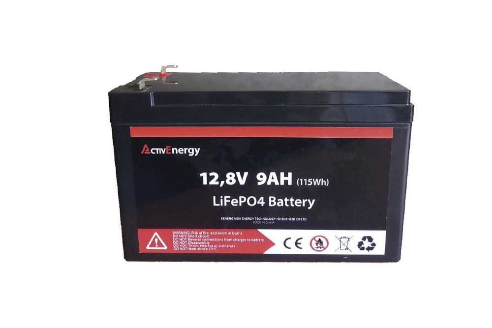 Акумулятор ActivEnergy 12,8 В 9Аг LiFePO4 для систем сигналізації