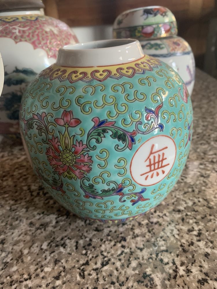 Vasos/potes porcelana chinesa 15/20 cm de altura