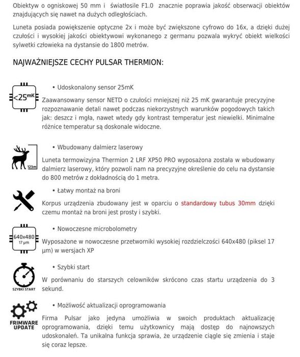 Celownik termowizyjny PULSAR Thermion 2 LRF XP50 PRO Warszawa