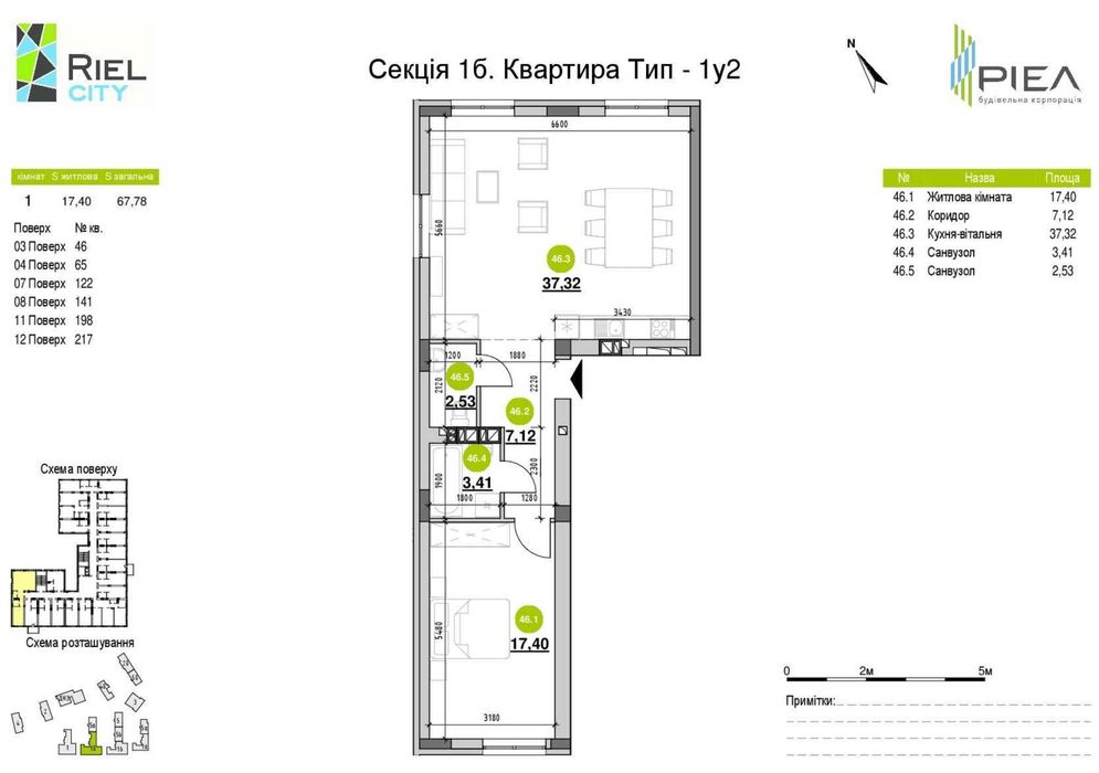 Продаж квартири у будинку Однокімнатна/68 м2 ЖК Ріел Сіті