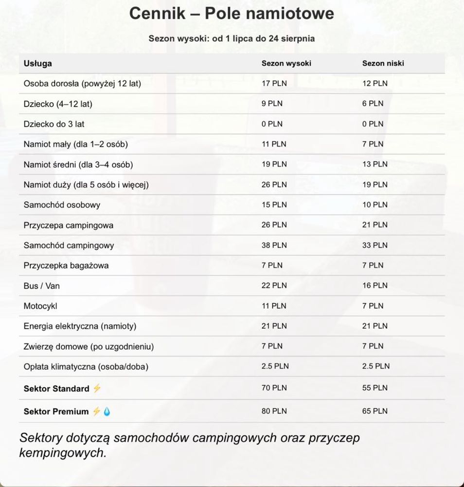 Pole namiotowe Łeba + miejsce na kampery