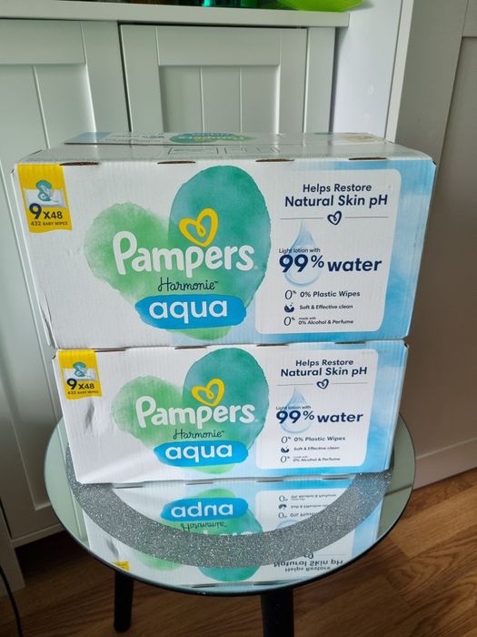 2 kartony chusteczki pampers aqua harmonie 9x48 432 szt