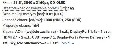 Monitor MSI 165 hz 3840 x 2160 QD-OLED