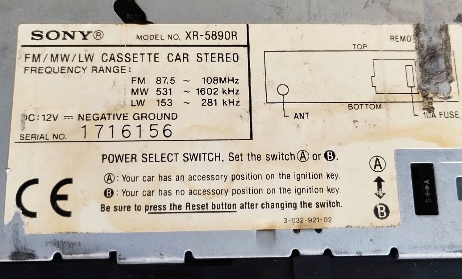 Auto radio Sony XR-5890R