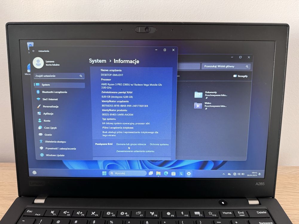 Laptop Lenovo A285 Ryzen 3 Pro, SSD, Windows 11