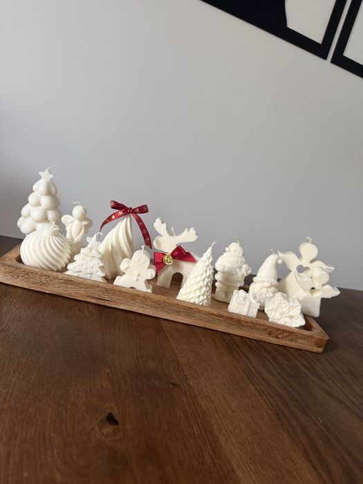 Świąteczne świece/ świece sojowe/ świeca choinka/ świeca renifer