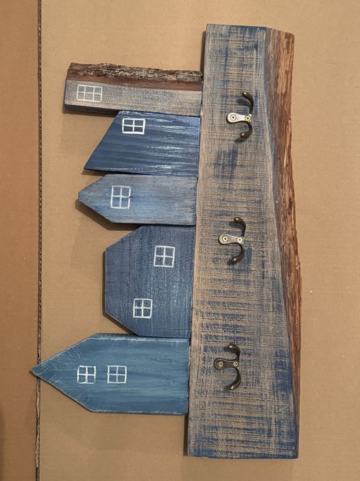 Wieszak na ubrania, do przedpokoju, domki, miasto nocą