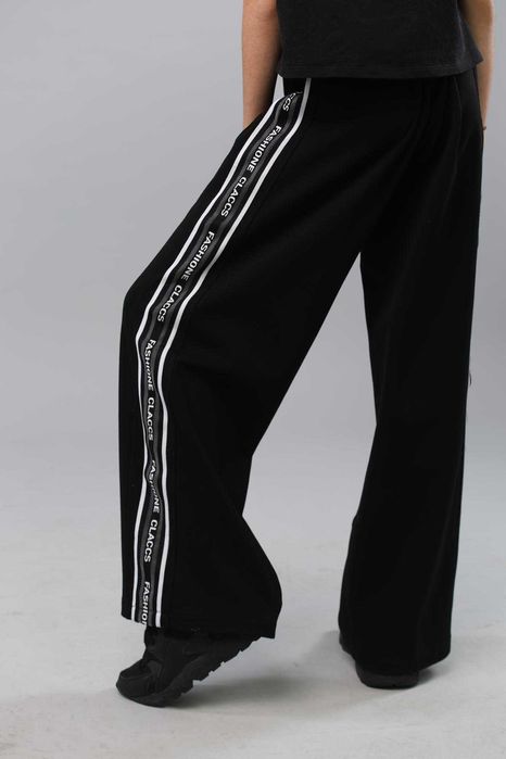 Широкі штани палаццо для підлітків для дівчаток з лампасами на флісі