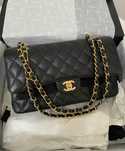 CHANEL CF black leather crossbody bag