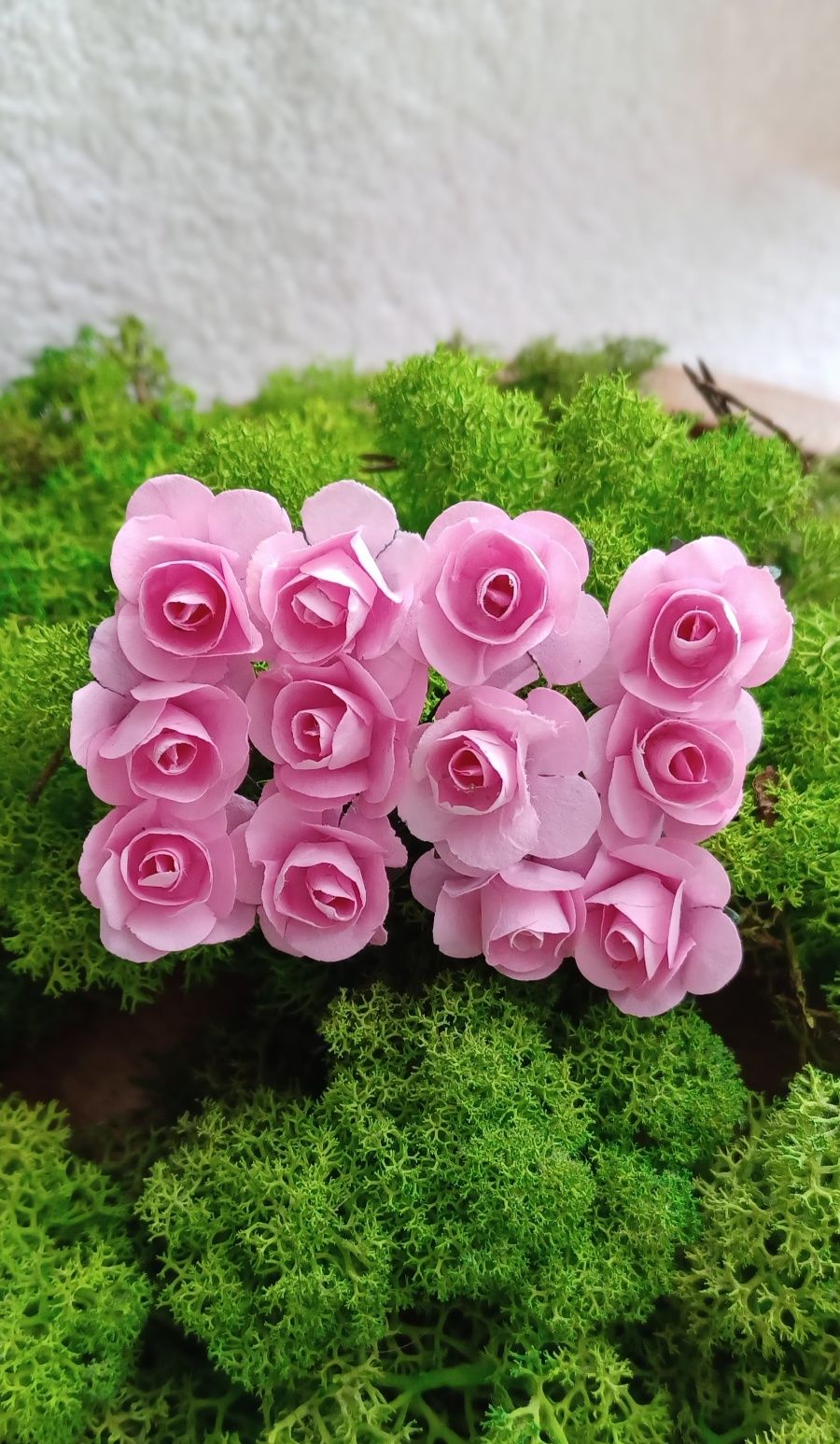 Kwiatki mini różyczki papierowe scrapbooking jasno różowy I różowy 143