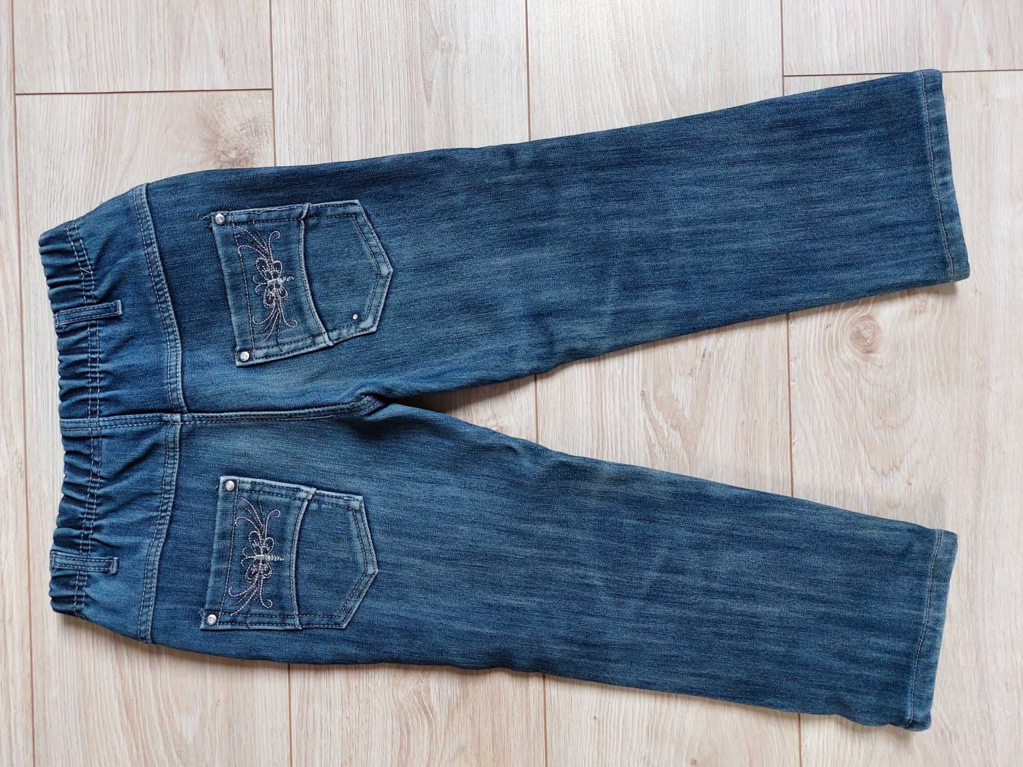 spodnie dziewczęce ocieplane dżinsowe rozmiar 6 ok. 110-116