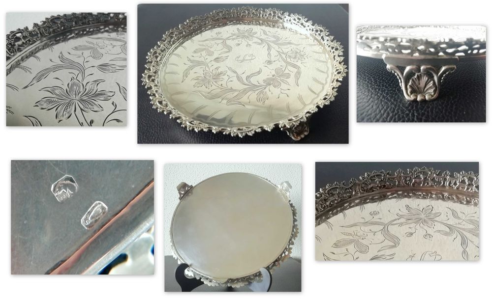 Salva ou Bandeja Gradinha de prata contraste Javali II Porto e Cosme T