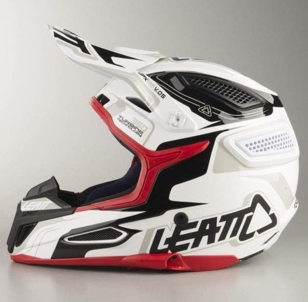 Kask Leatt GPX 5.5 V.05 Biało-Czarno-Czerwony LEATT (cross,KTM,enduro)