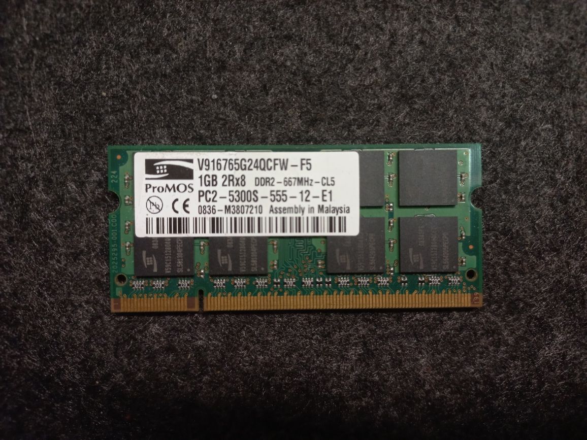 ProMOS 1GB 2Rx8 DDR2 667MHz-CL5 RAM PC2 5300S Laptop Memory