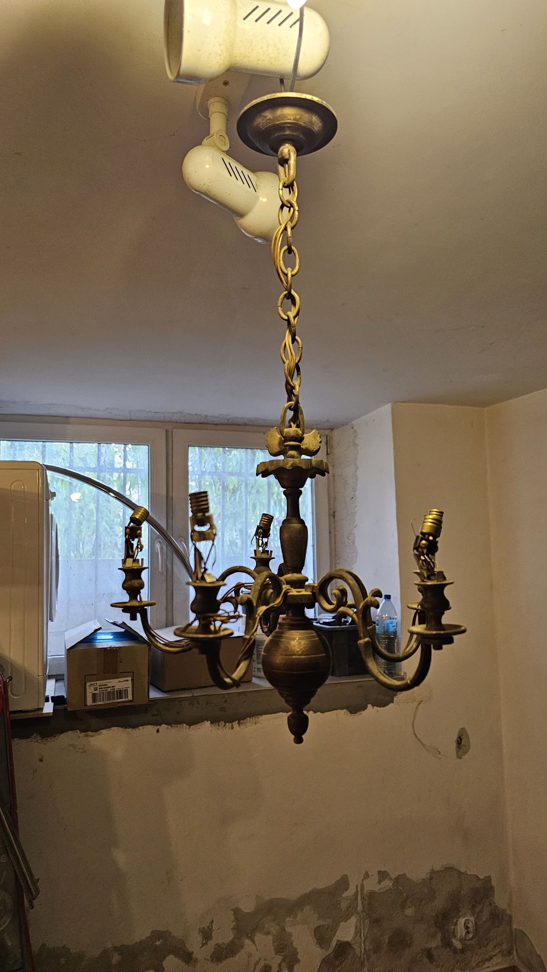Zyrandol mosiezny lampa ksiestwo 5 ramienny