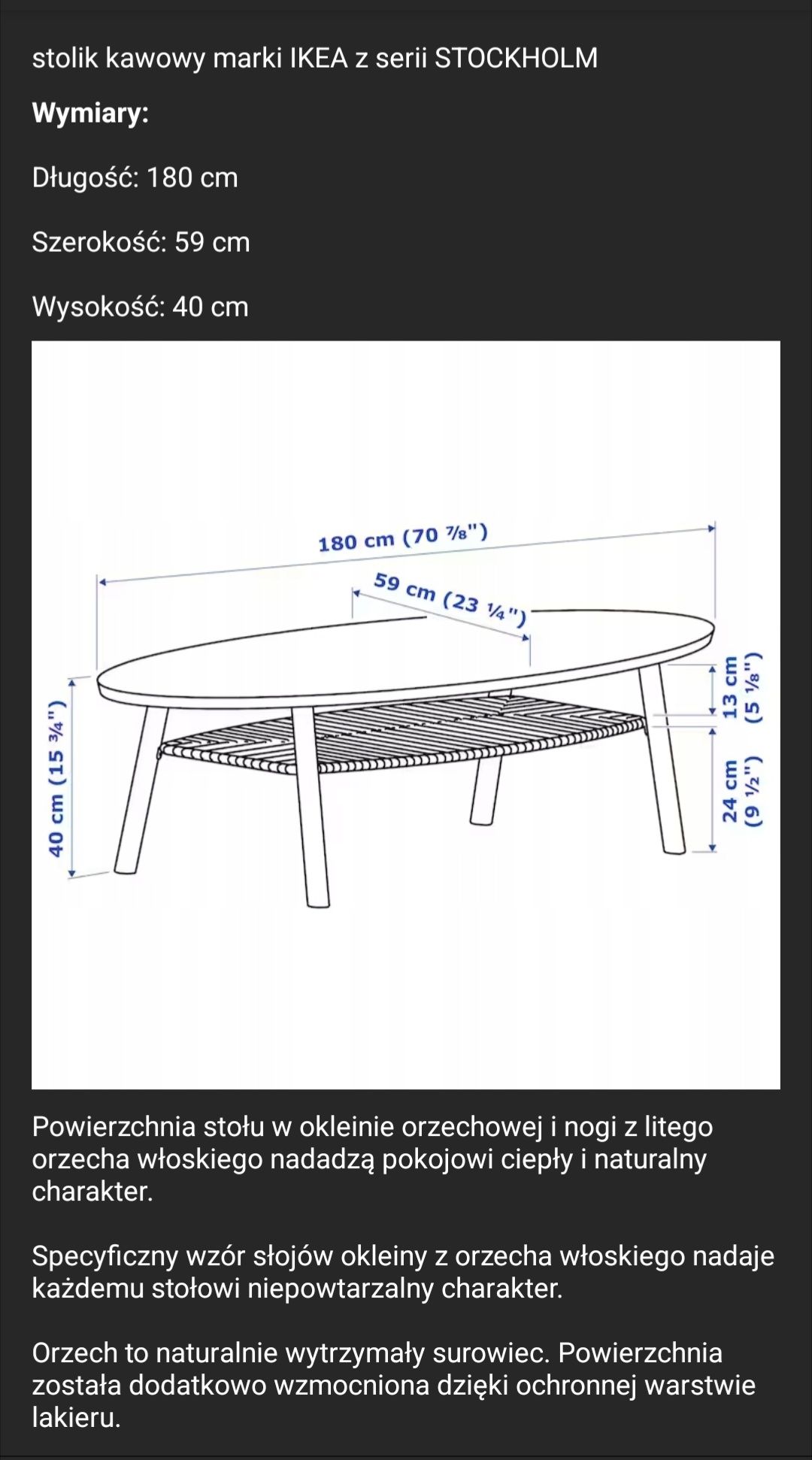 Stolik kawowy Ikea Stockholm