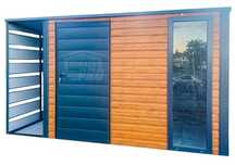 Schowek - Domek Ogrodowy 3x3 + wiata 0,7m - Drzwi okno Dach spad GP418