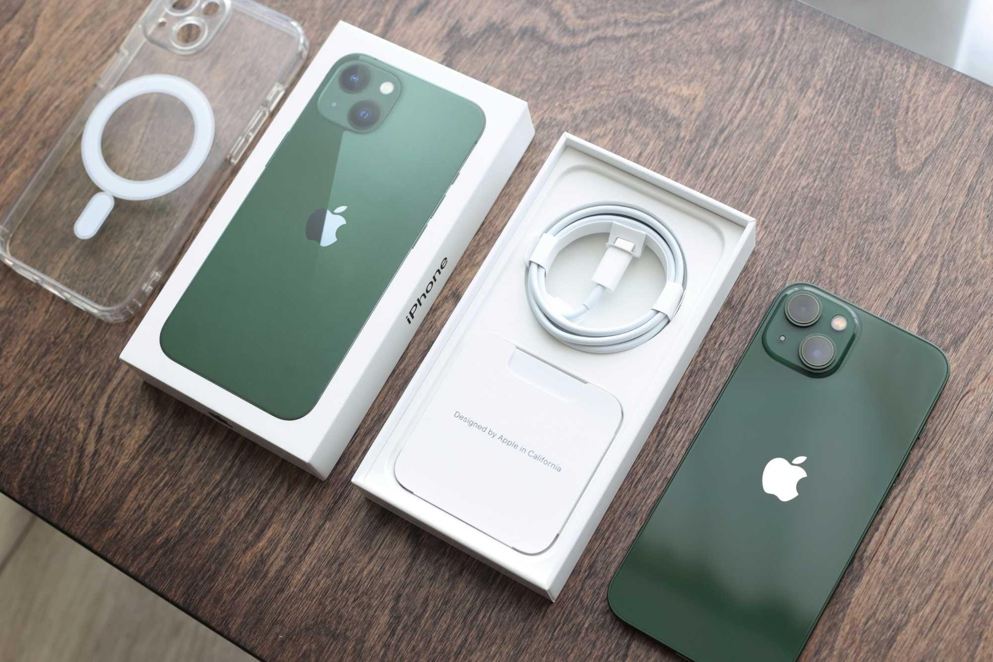 Iphone 13 Green, 128Гб. Є коробка, новий кабель заряду та 3 чохли