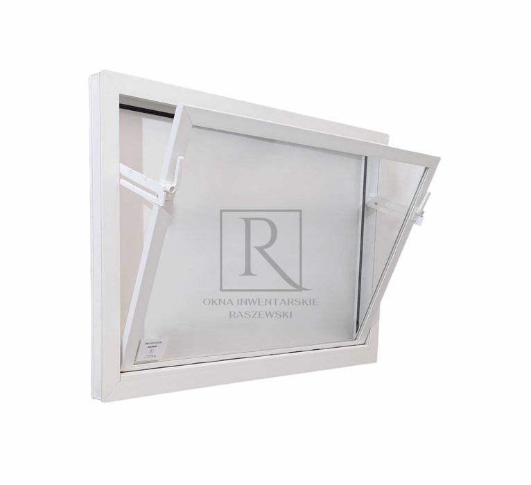 Białe Brązowe Okno PCV Inwentarskie Gospodarcze do Garażu Piwnicy
