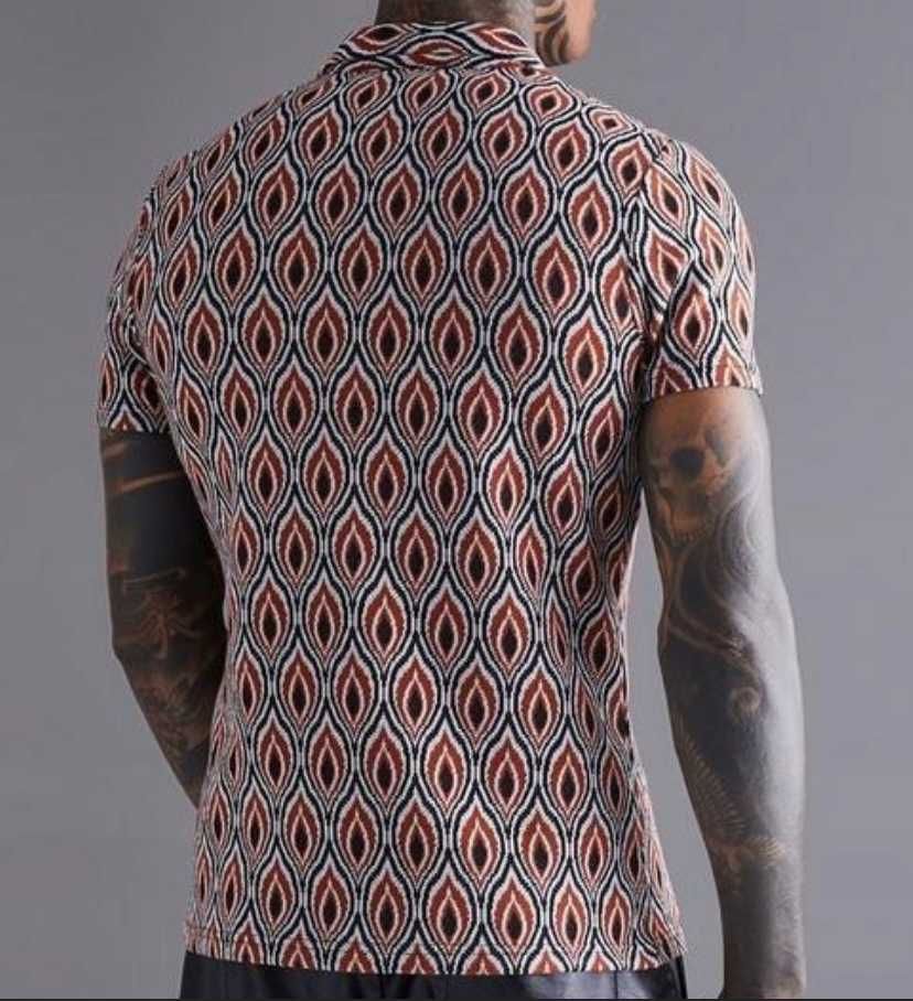 Knitted MUSCLE slim fit koszula S/M/L t-shirt taliowana revere polo