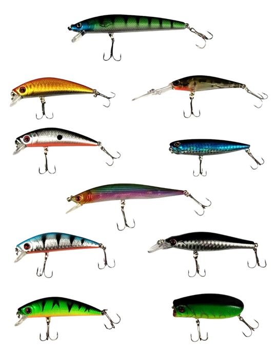 10 x Wobler uzbrojony w dwie kotwice ZESTAW mix kolor i gramatura