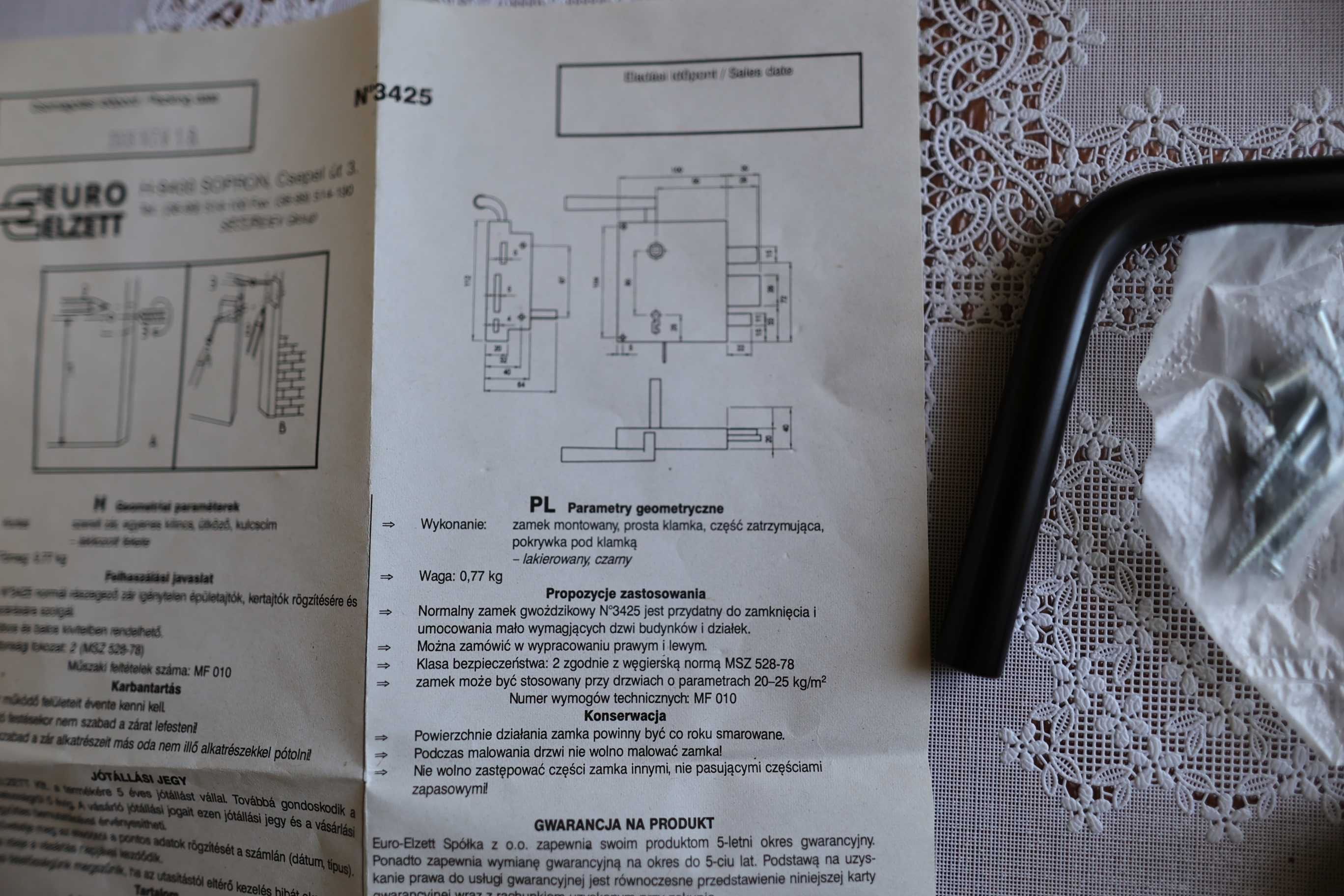 Zamek gwoździkowy do zamykania drzwi budynków *węgierska produkcja