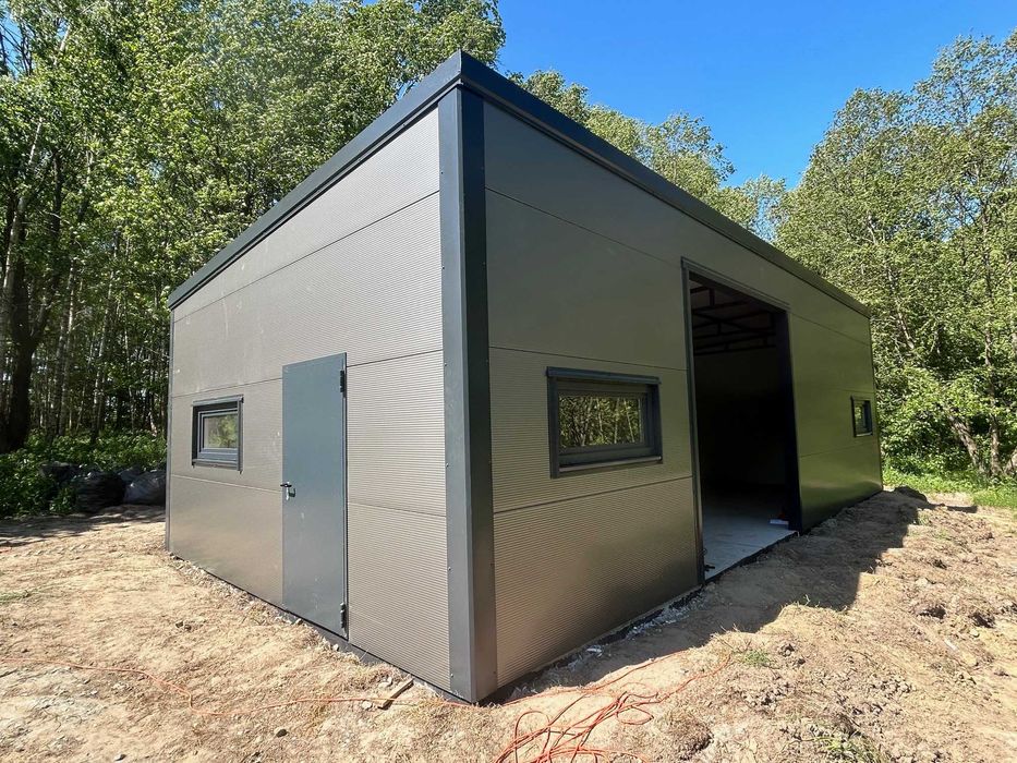 Garaż budynek domek  warsztat ocieplany z płyt warstwowych carport