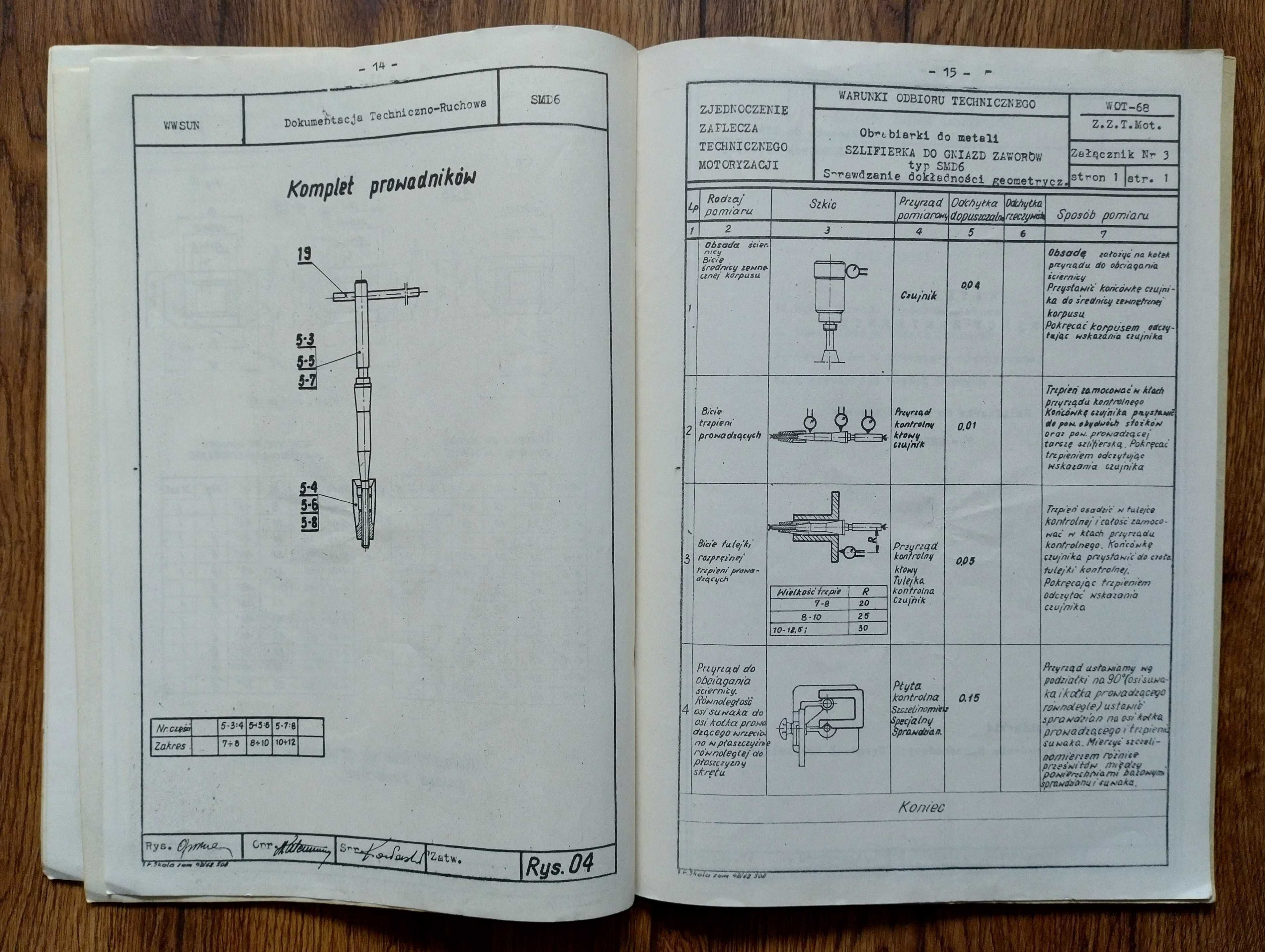 Szlifierka do gniazd zaworów SMD6 instrukcja dokumentacja DTR