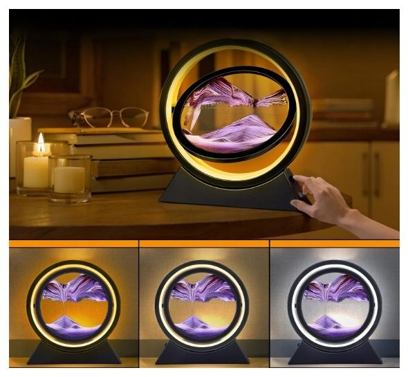 Lampka Nocna LED 3D Z Ruchomym Piaskiem Obrotowa USB