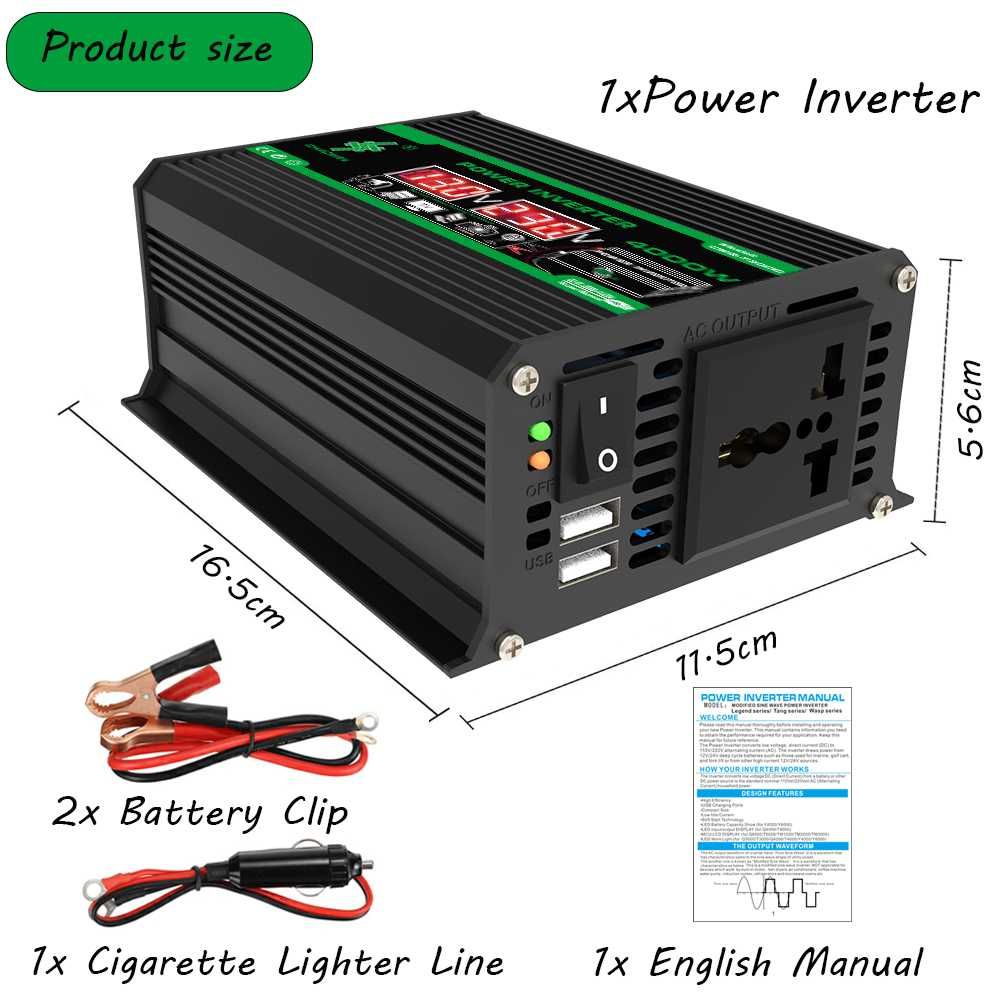 4000w dc 12v para ac 110v 220v  usb
display lcd
