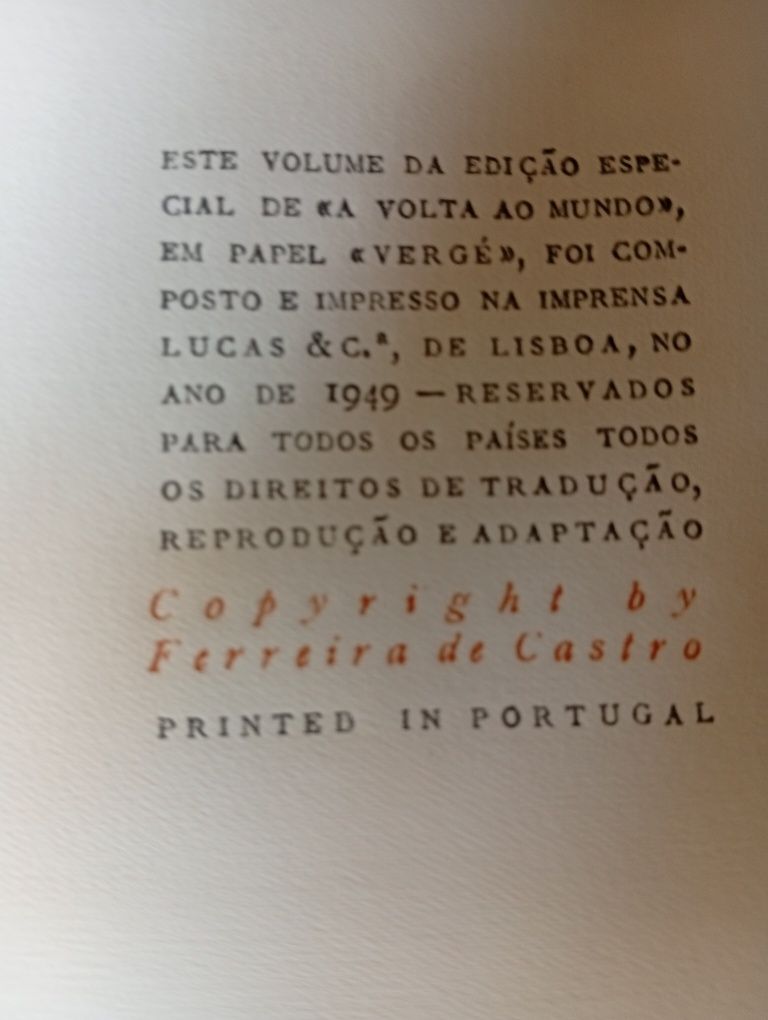 A Volta ao Mundo, Ferreira de Castro- Ed. Especial 1949