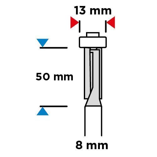 Frez Prosty Z Dolnym Łożyskiem, Długi, Hm, 13 X 50 Mm, Trzpień 8 Mm