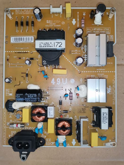 Fonte de alimentação LG  LGP49DJ-17U1 EAX 6 7 1 8 9 2 0 1