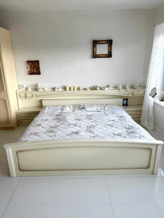 Sypialnia, łóźko, szafa, duży zestaw, ludwik antyczny kremowy