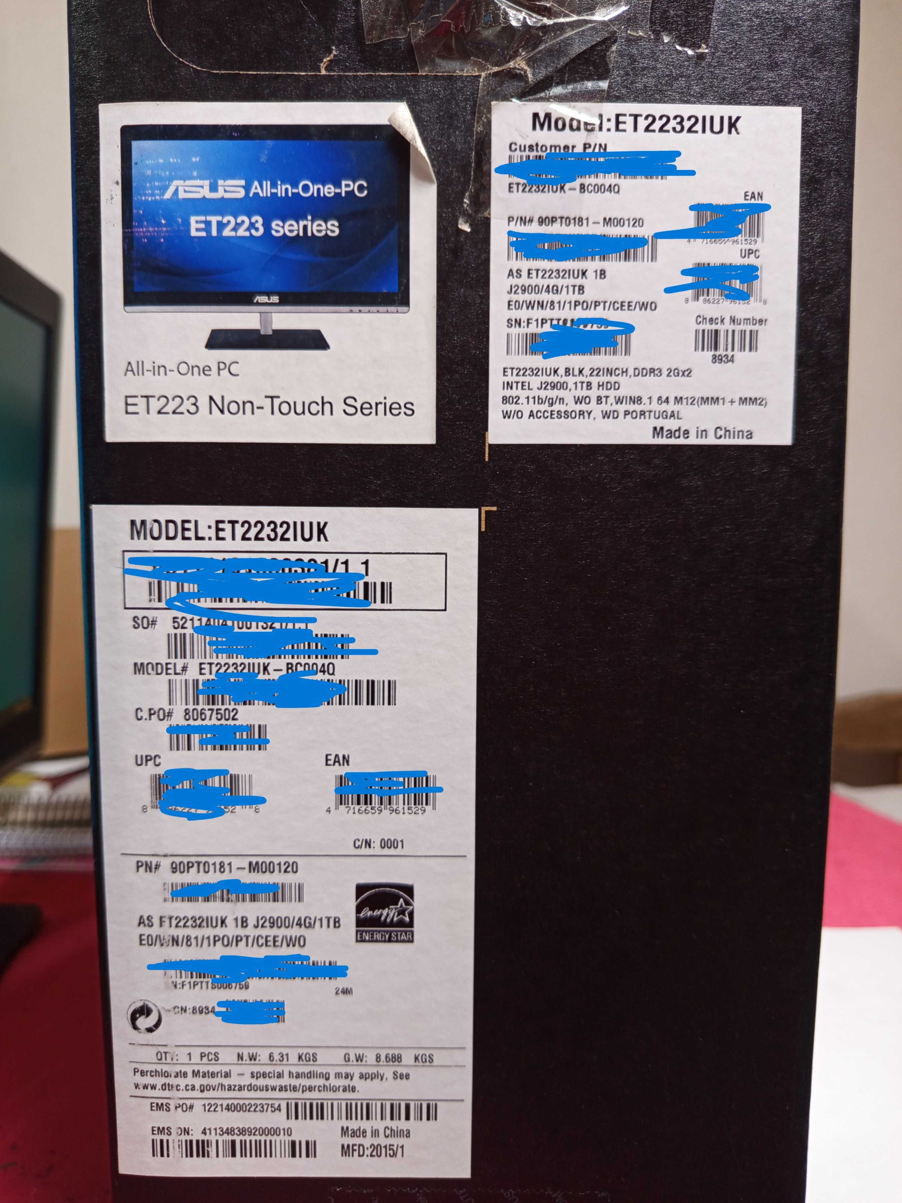 Computador ASUS AIO Pentium 2.41GHz disco SSD 480GB 21,5"
