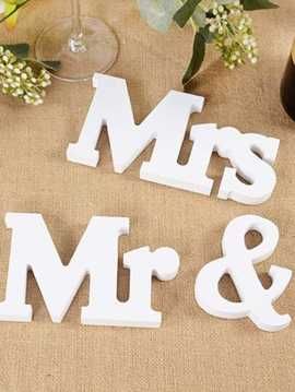 Ozdoba MR & MRS Drewniane Ślub Wesele Stół