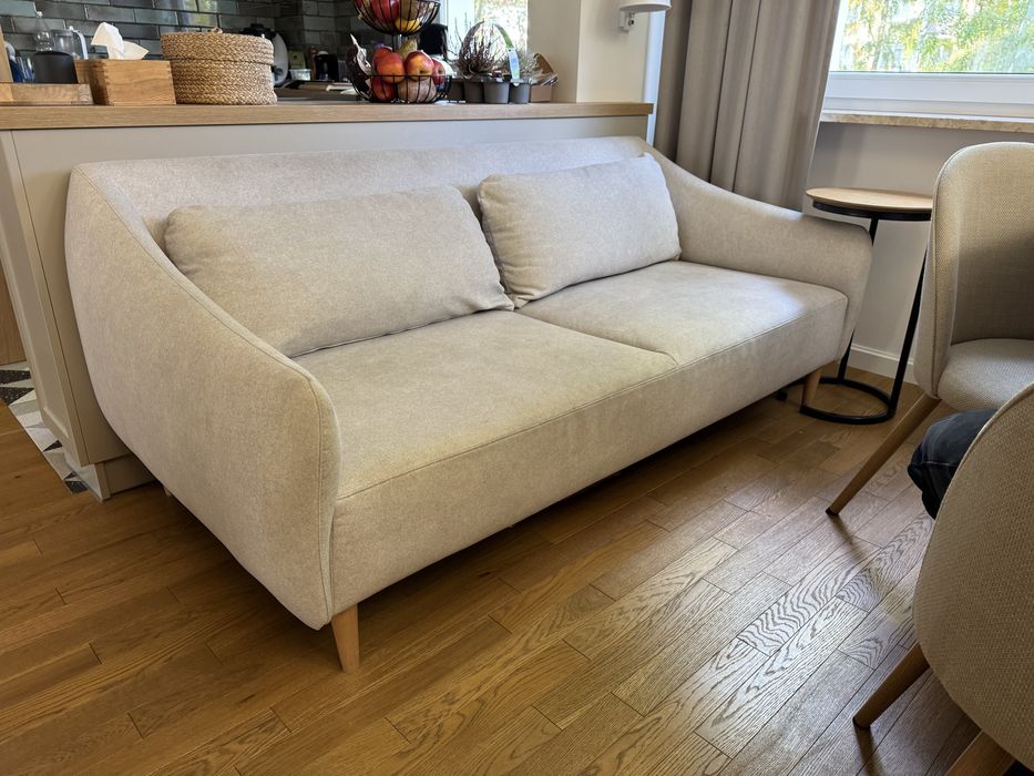 Sofa 3-osobowa beżowa minimalistyczna forma 190cm
