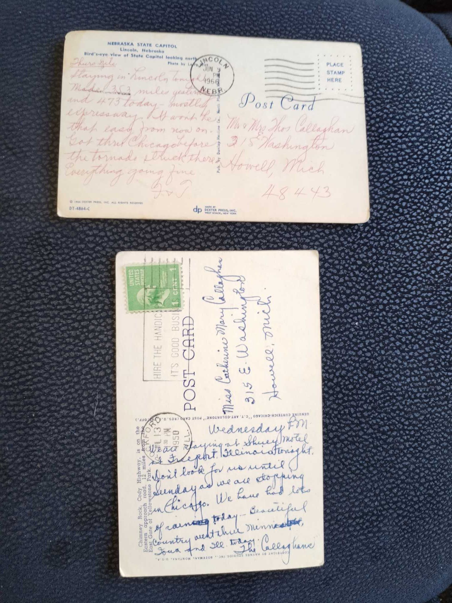 2 pocztówki USA - lata 50/60 -te